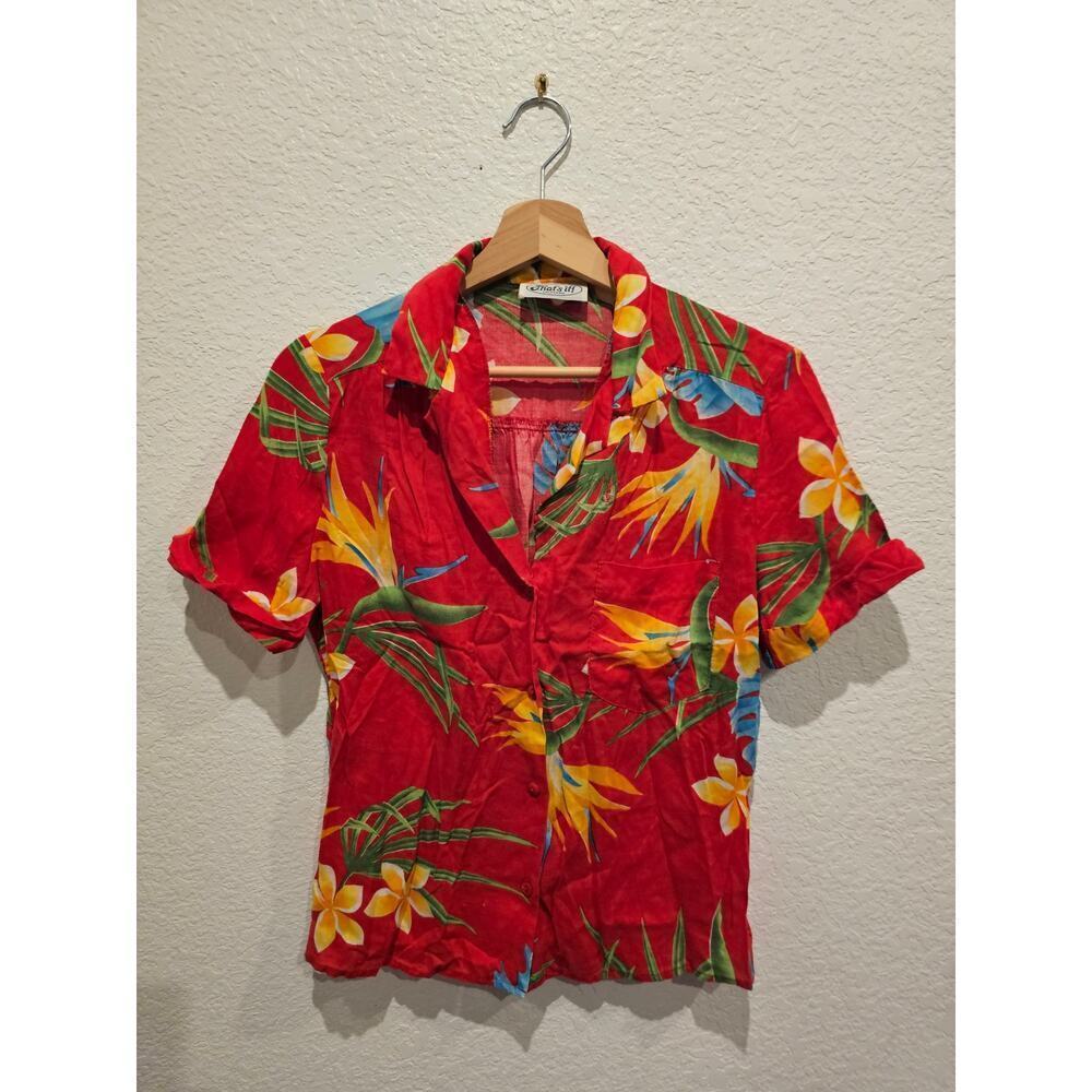 Thats it California red Hawaiian birds of paradise shirt sz small